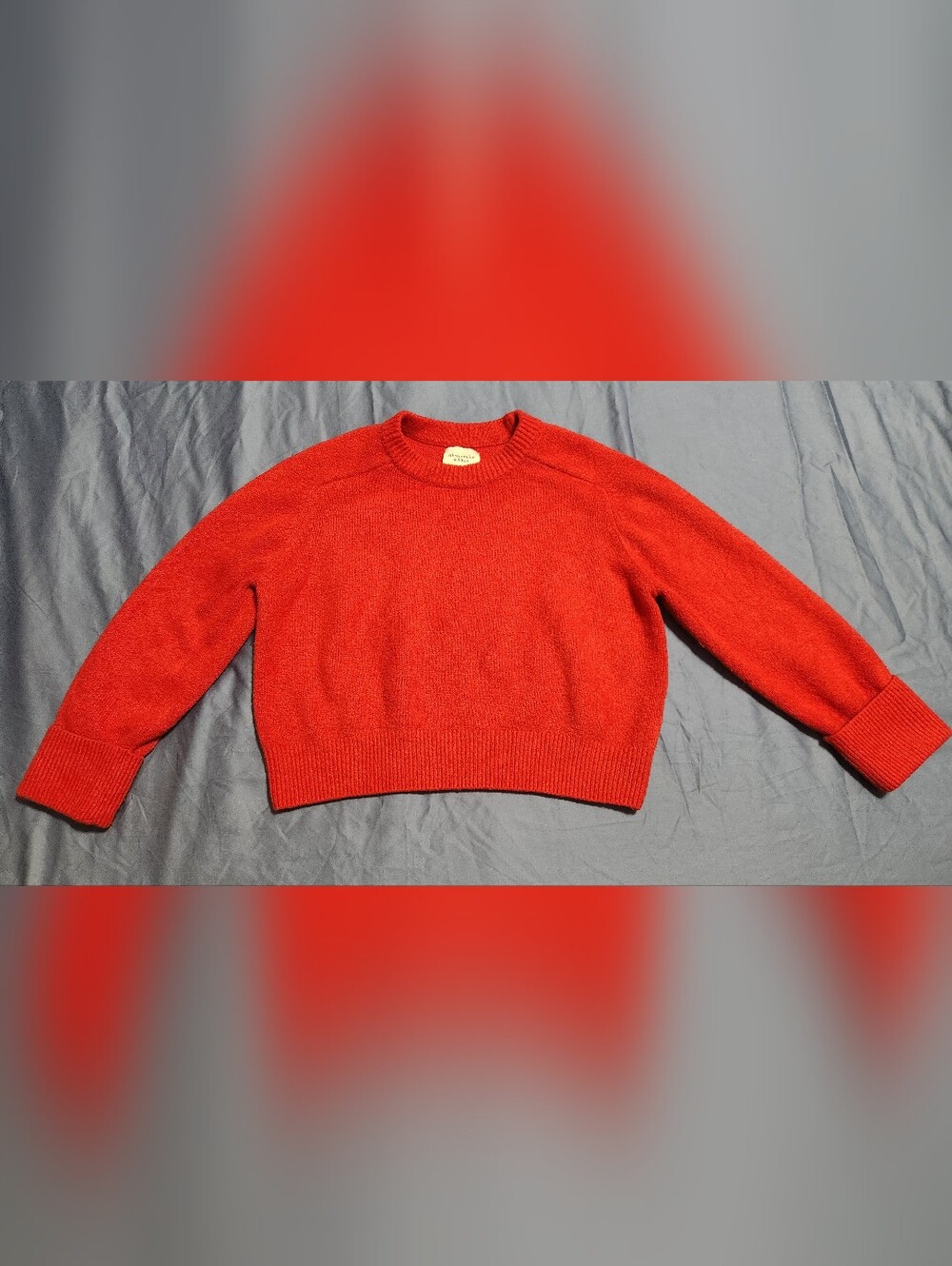 Abercrombie & Fitch Red Cozy Knit Crewneck Sweater Medium